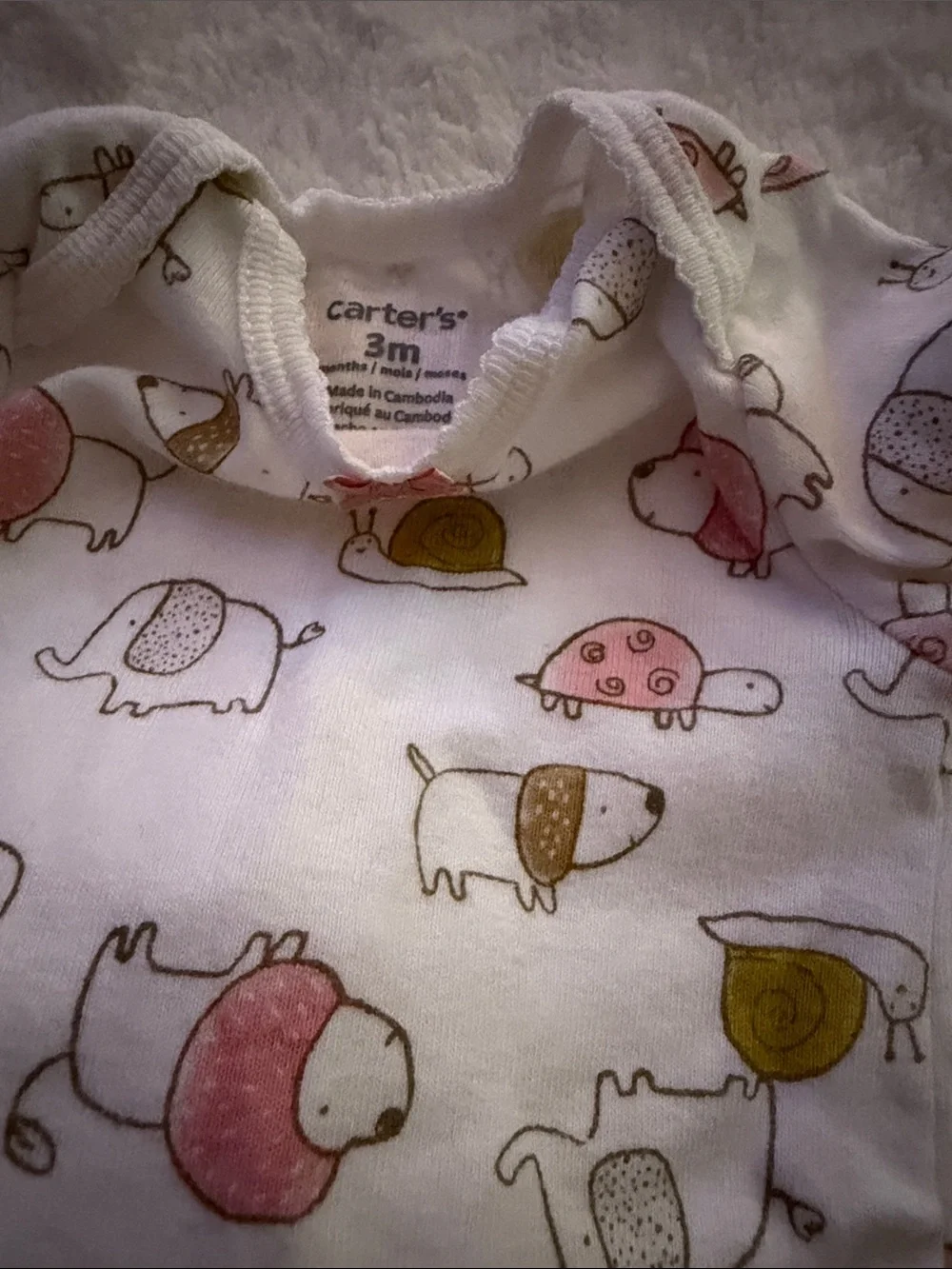 Carter's Pink & White Animal Print 3-Piece Baby Set